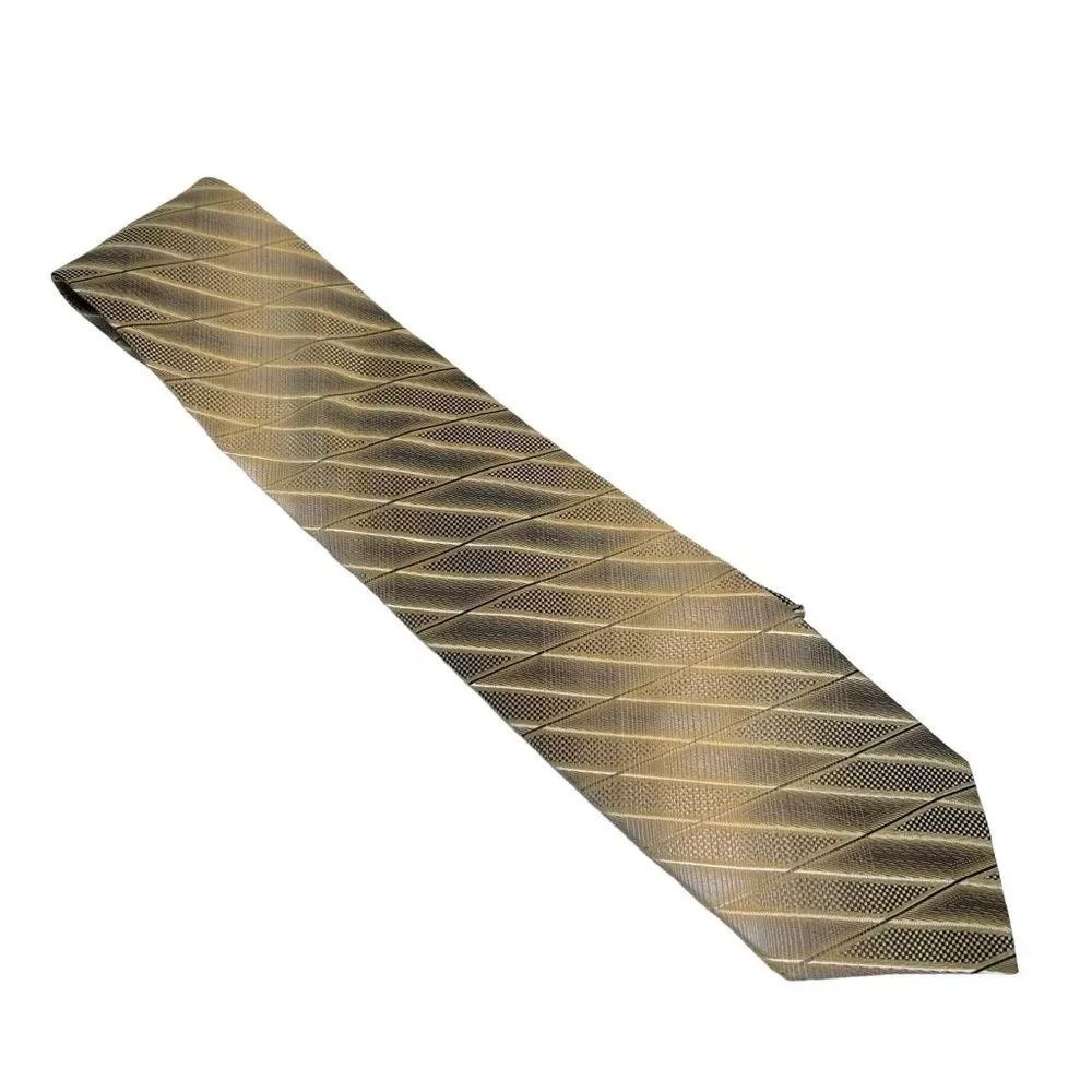 Vintage Roberto Villini Couture Silk Tie Champagne Gold Classic Office Formal